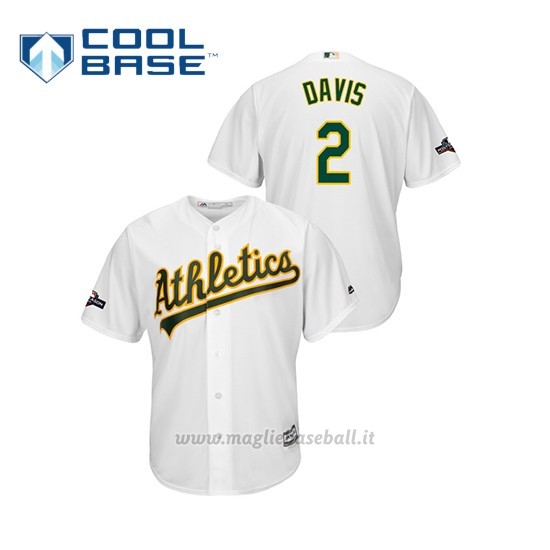Maglia Baseball Uomo Oakland Athletics 2 Khris Davis 2019 Postseason Cool Base Bianco